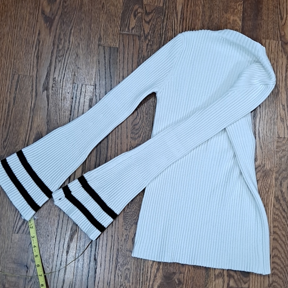 Solution White Knit Ribbed Bell Sleeve Sweater - Picture 7 of 7